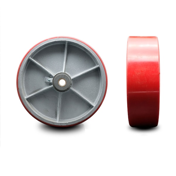 SCC-12" Red Poly on Cast Iron Wheel Only w/Roller Bearing-3/4" Bore-3500 lb Cpty